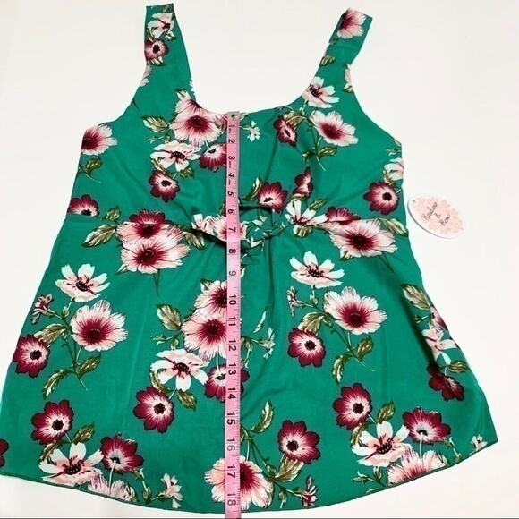 Harlow & Rose Green & Pink Floral Front Tie Sleeveless Blouse Size Small NWT - Picture 12 of 13